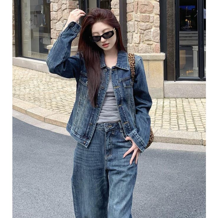 デニムセットアップ ミニジャケットとワイドデニムパンツのコーディネートセット | Bifrost | 詳細画像9 