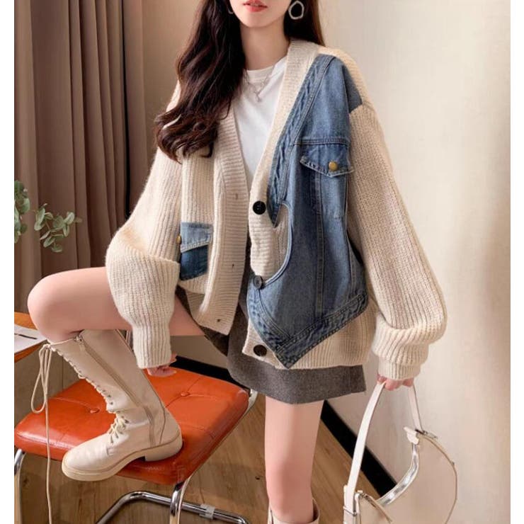 デニムパネルツインジッパーカーディガン | Bifrost | 詳細画像2 