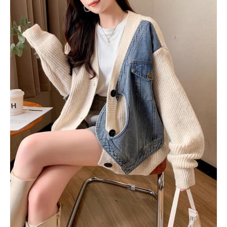 デニムパネルツインジッパーカーディガン | Bifrost | 詳細画像4 