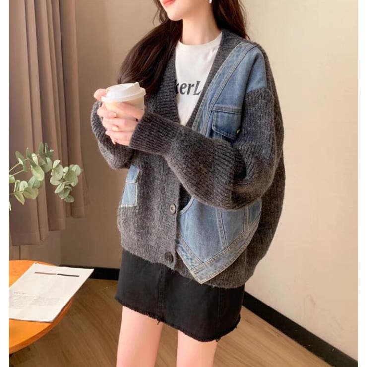 デニムパネルツインジッパーカーディガン | Bifrost | 詳細画像7 