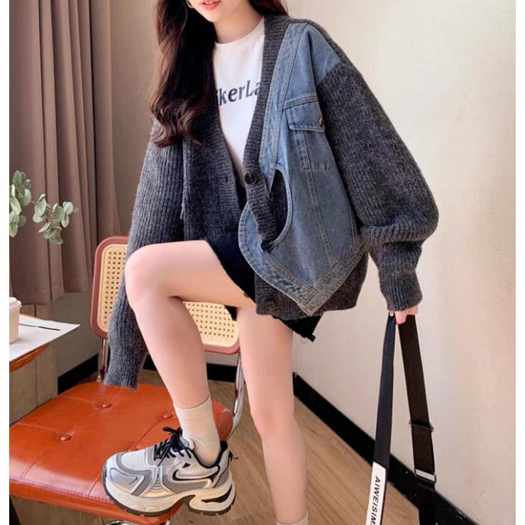 デニムパネルツインジッパーカーディガン | Bifrost | 詳細画像8 