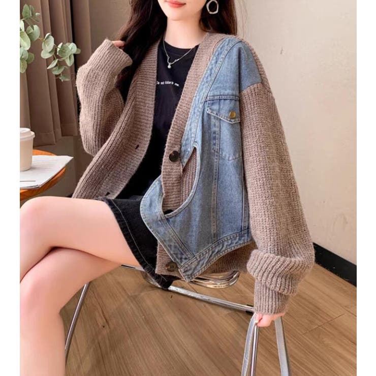 デニムパネルツインジッパーカーディガン | Bifrost | 詳細画像16 