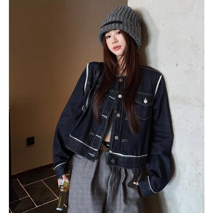 コントラスト縫い目デニムジャケット[品番：UZ000011428]｜Bifrost