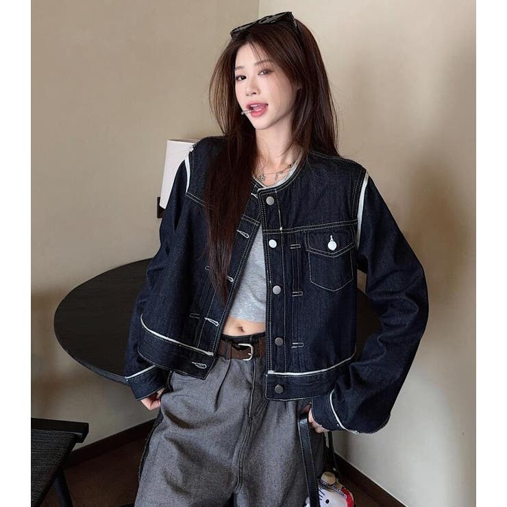 コントラスト縫い目デニムジャケット | Bifrost | 詳細画像1 