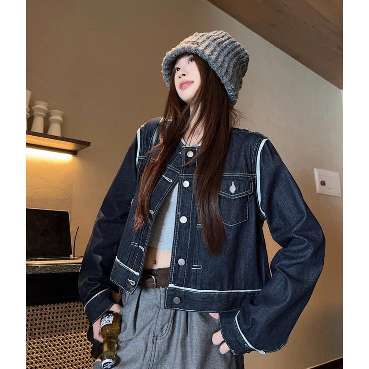 コントラスト縫い目デニムジャケット | Bifrost | 詳細画像7 