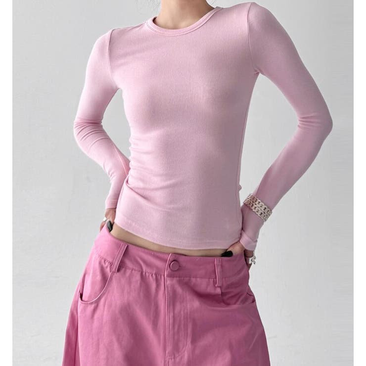 クルーネックロングスリーブタイトトップス[品番：UZ000011437