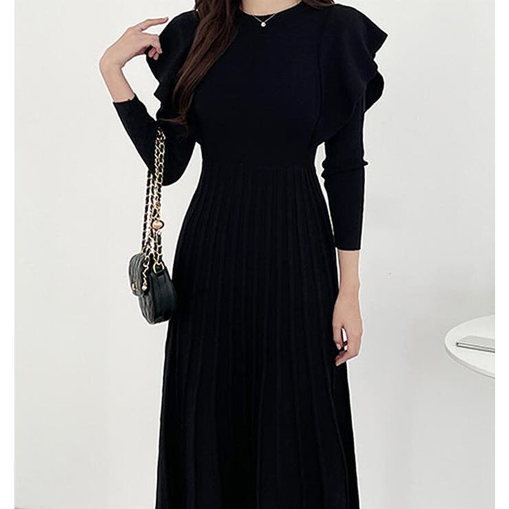 フリル袖プリーツニットロングワンピース | Bifrost | 詳細画像11 