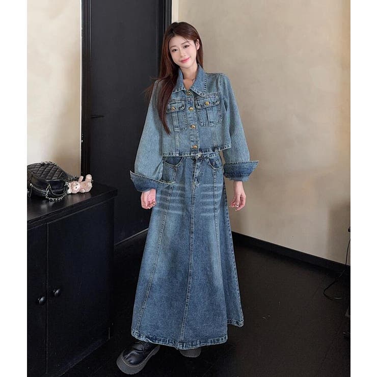 デニムジャケットロングスカートセット[品番：UZ000011520]｜Bifrost