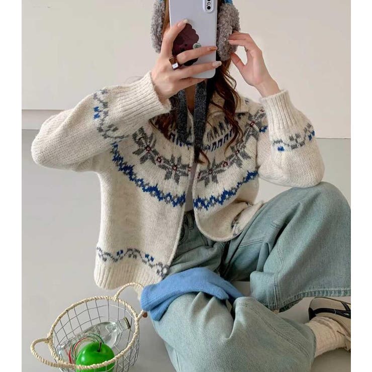 フェアアイル柄フルジップニットセーター | Bifrost | 詳細画像4 