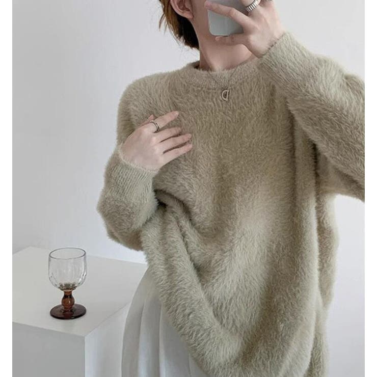 キャメル | 丸襟ふわふわニットセーター | Bifrost