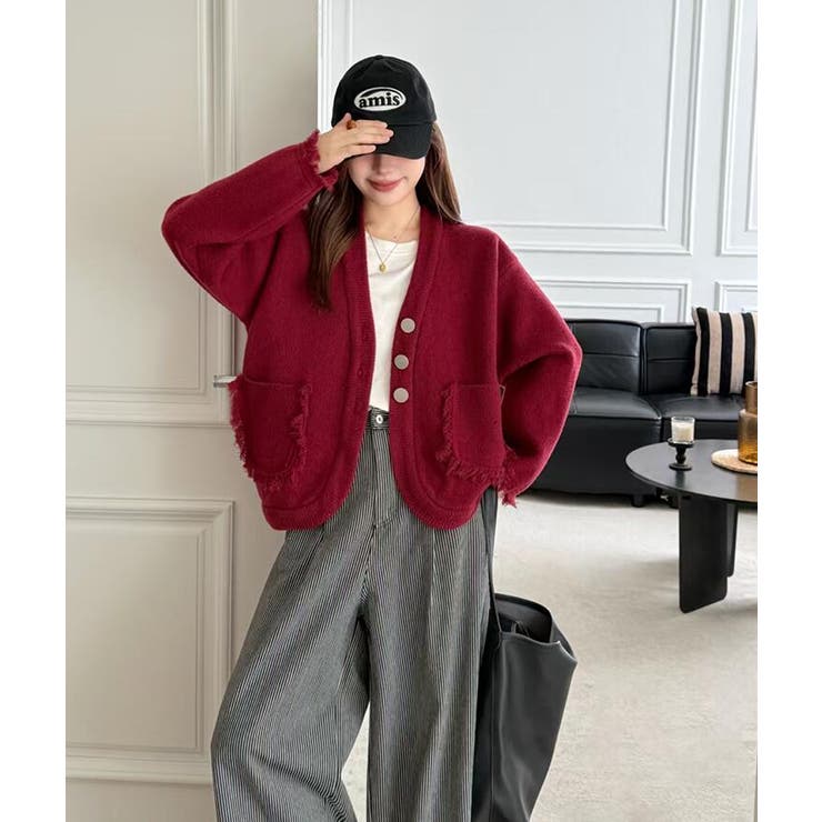 フリンジポケットボタンカーディガン[品番：UZ000011647]｜Bifrost