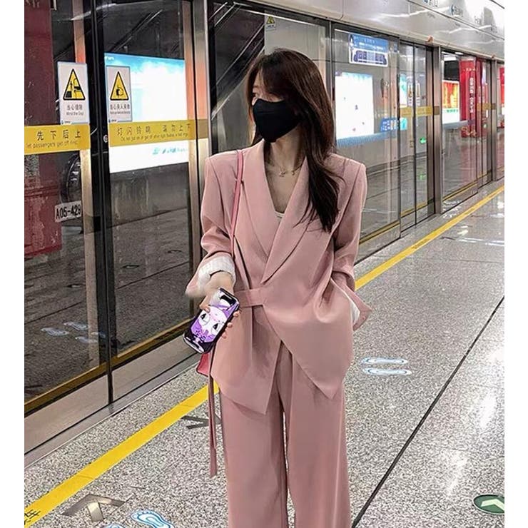 ピンク | ウエストベルト付きスーツセット | Bifrost