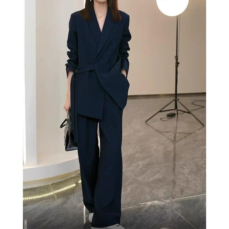 ネイビー | ウエストベルト付きスーツセット | Bifrost