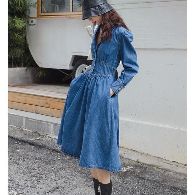 ブルー | デニムコルセットワンピース | Bifrost