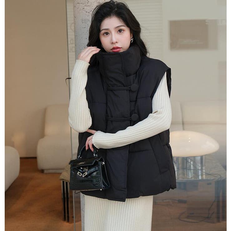 ブラック | ボリューム感あるハイネックダウンベスト | Bifrost