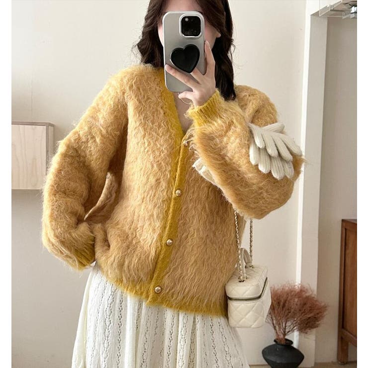 ふわふわモヘア風ボタンカーディガン[品番：UZ000011684]｜Bifrost