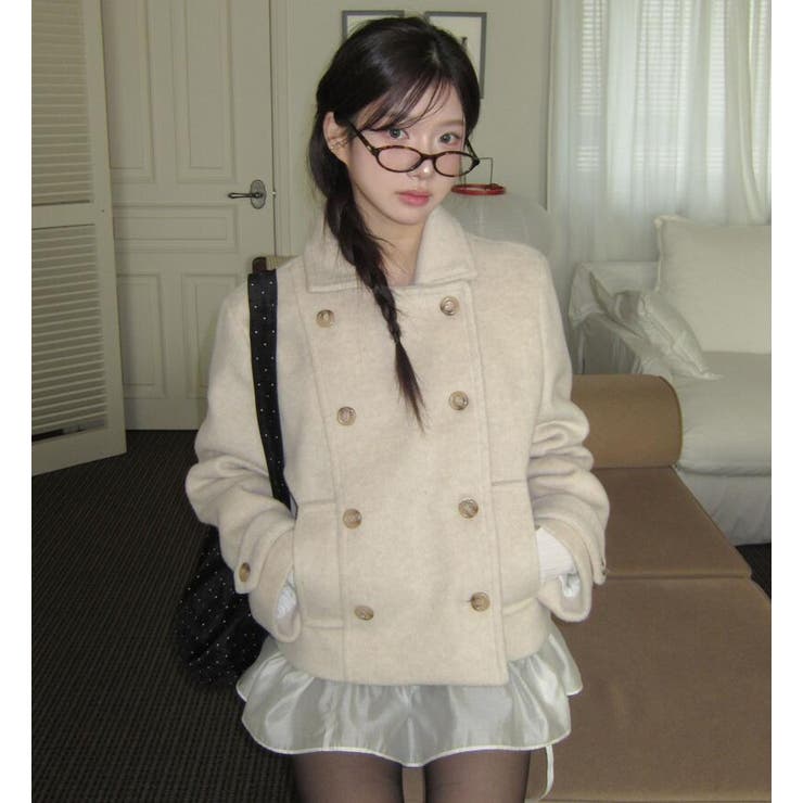 オフホワイト | ダブルブレストショートコート | Bifrost