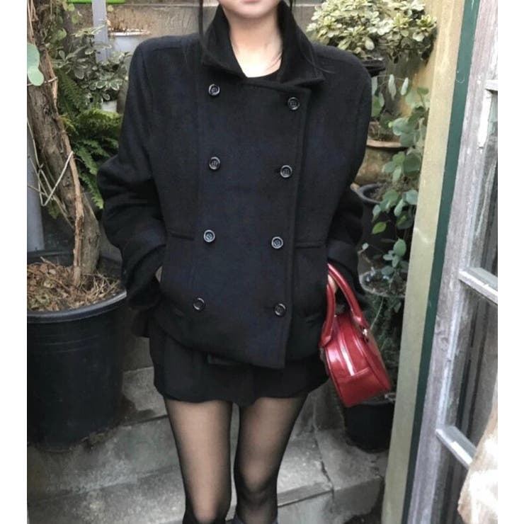 ブラック | ダブルブレストショートコート | Bifrost