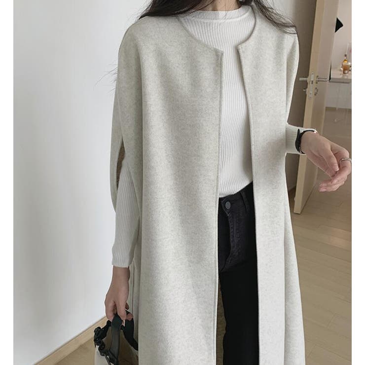 オフホワイト | ノーカラーロングケープ | Bifrost