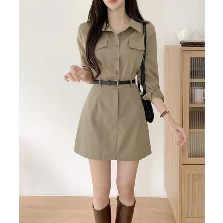 キャメル | シャツワンピース【韓国ファッション】 | Bifrost
