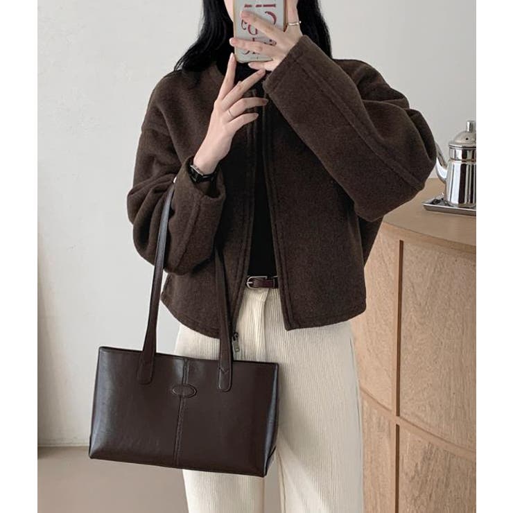 丸首の毛はファスナー付きショート丈コート女 | Bifrost | 詳細画像1 