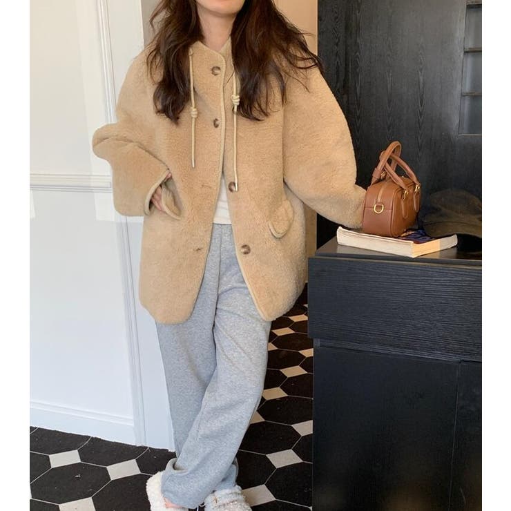 ハイネック紐締め＆ふわふわボアジャケット | Bifrost | 詳細画像3 