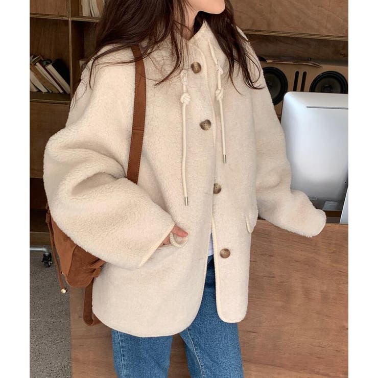 ハイネック紐締め＆ふわふわボアジャケット | Bifrost | 詳細画像13 