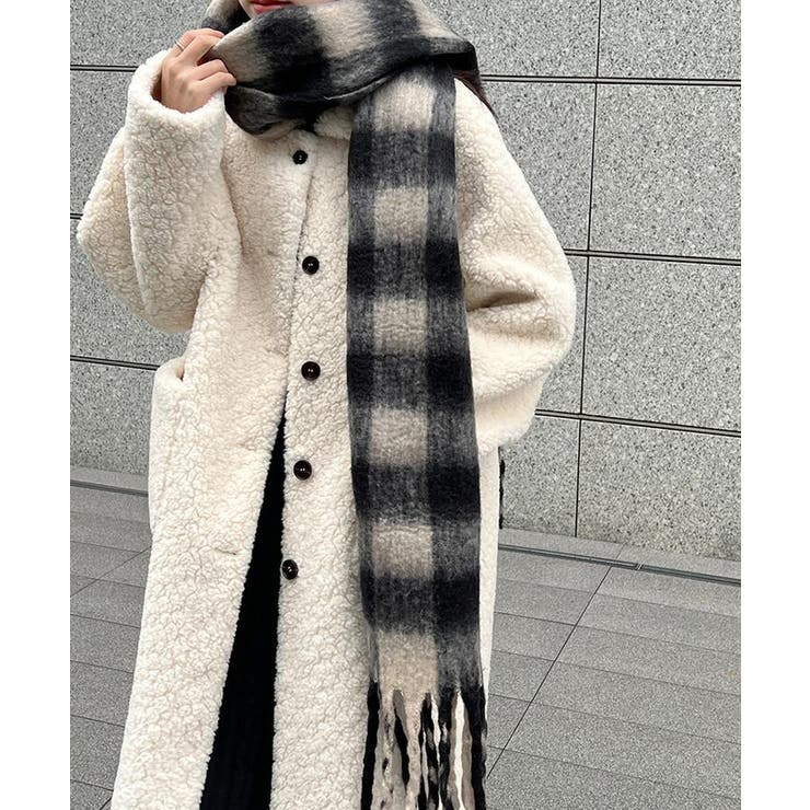 オフホワイト | ふわふわボアロングコート | Bifrost