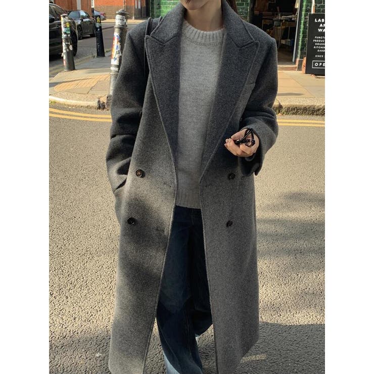 ダブルブレスト長身デザインの上品コート[品番：UZ000011883]｜Bifrost