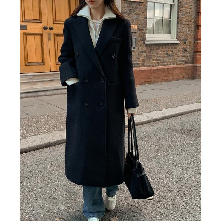 ダブルブレスト長身デザインの上品コート[品番：UZ000011883]｜Bifrost