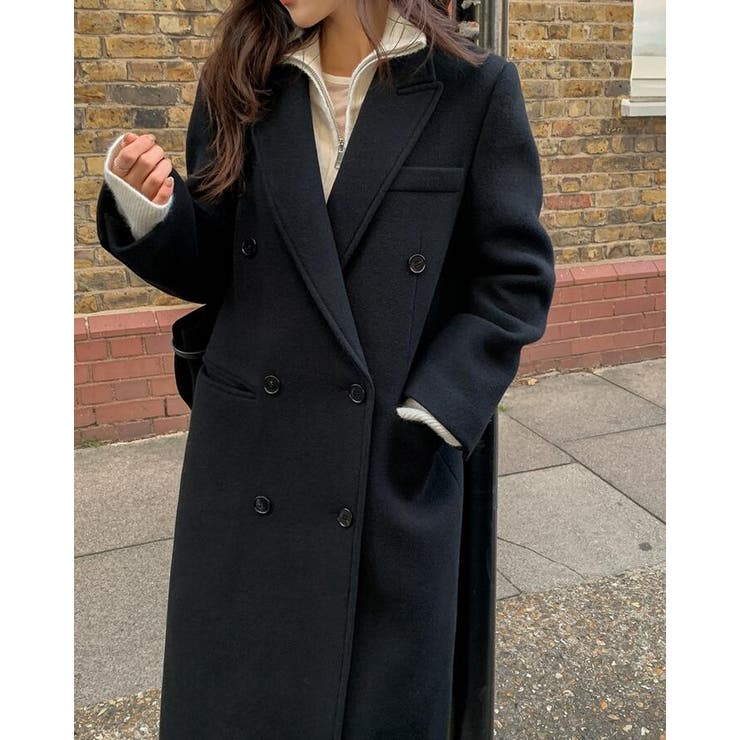 ダブルブレスト長身デザインの上品コート[品番：UZ000011883]｜Bifrost