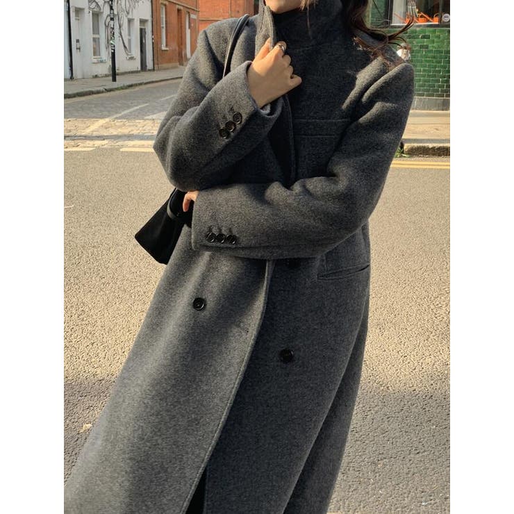 ダブルブレスト長身デザインの上品コート[品番：UZ000011883]｜Bifrost