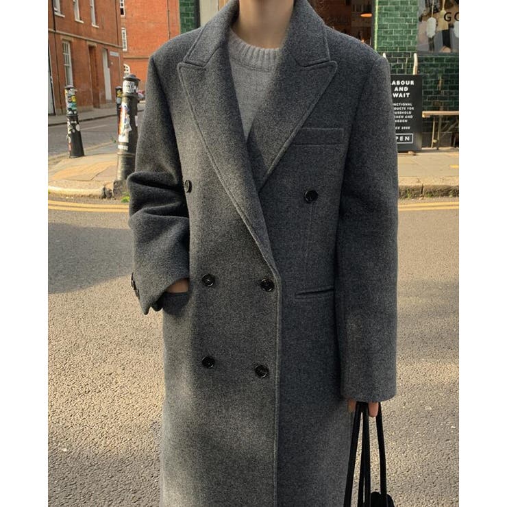 FLORENT ダブルブレスト　ロング　コート　グレー　サイズ1 日本製 ダブルブレスト長身デザインの上品コート[品番：UZ000011883]｜Bifrost