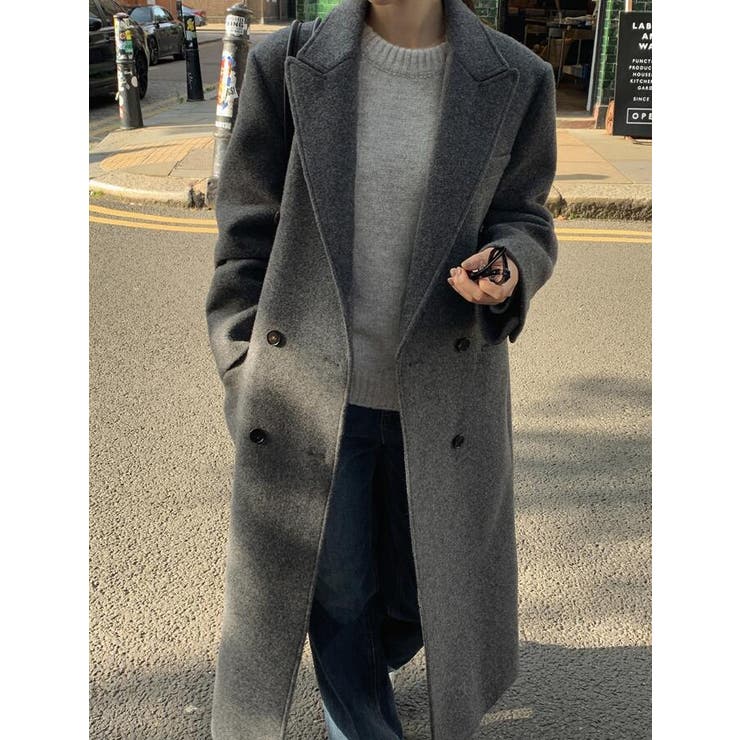 ダブルブレスト長身デザインの上品コート[品番：UZ000011883]｜Bifrost