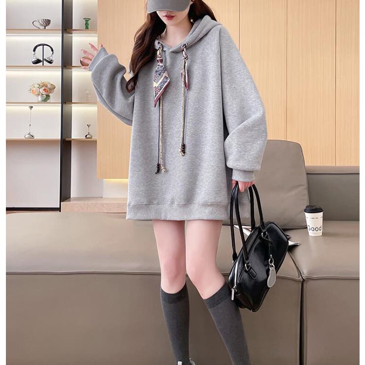 絹マフラー風紐付きオーバーサイズパーカー | Bifrost | 詳細画像5 