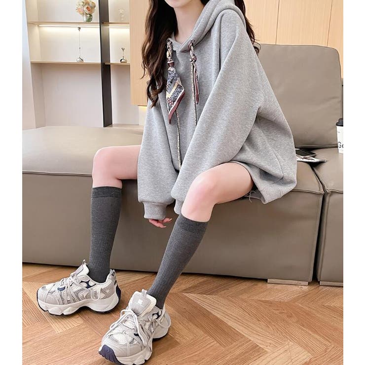 絹マフラー風紐付きオーバーサイズパーカー | Bifrost | 詳細画像8 