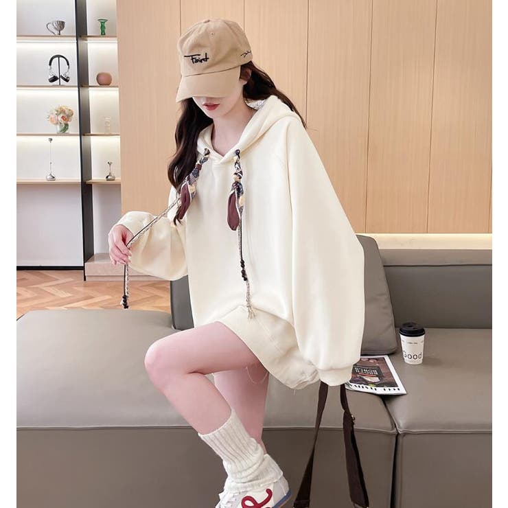 絹マフラー風紐付きオーバーサイズパーカー | Bifrost | 詳細画像10 