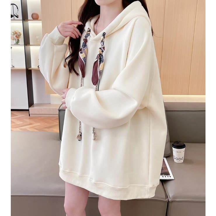 絹マフラー風紐付きオーバーサイズパーカー | Bifrost | 詳細画像12 