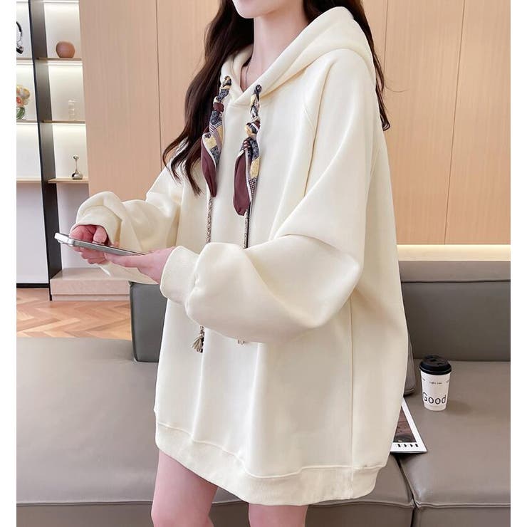 絹マフラー風紐付きオーバーサイズパーカー | Bifrost | 詳細画像13 