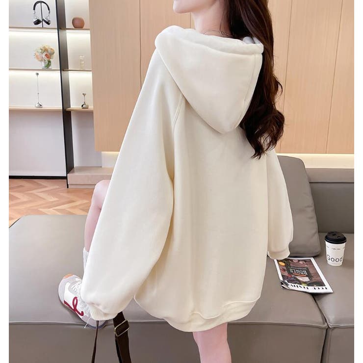 絹マフラー風紐付きオーバーサイズパーカー | Bifrost | 詳細画像15 