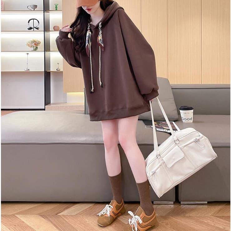 絹マフラー風紐付きオーバーサイズパーカー | Bifrost | 詳細画像17 