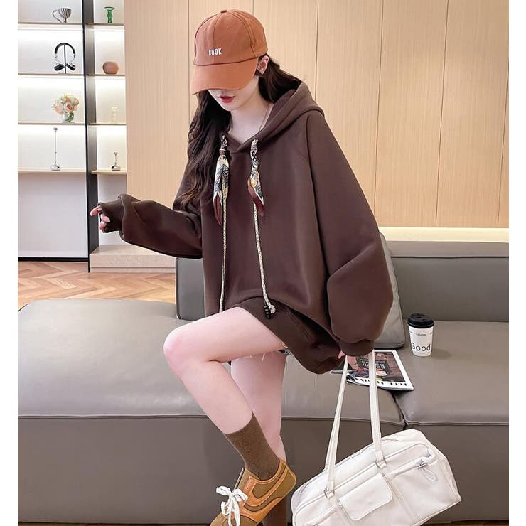 絹マフラー風紐付きオーバーサイズパーカー | Bifrost | 詳細画像18 