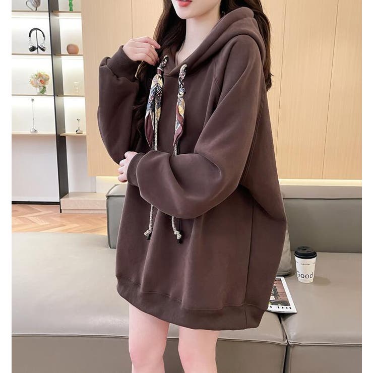 絹マフラー風紐付きオーバーサイズパーカー | Bifrost | 詳細画像19 