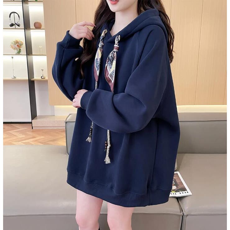 絹マフラー風紐付きオーバーサイズパーカー | Bifrost | 詳細画像27 