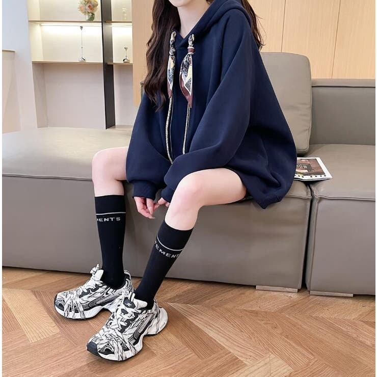 絹マフラー風紐付きオーバーサイズパーカー | Bifrost | 詳細画像32 