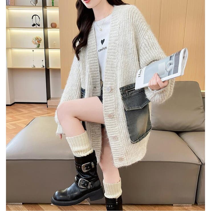 デニムポケット付き オーバーサイズニットカーディガン  | Bifrost | 詳細画像10 