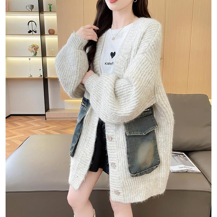 デニムポケット付き オーバーサイズニットカーディガン  | Bifrost | 詳細画像11 