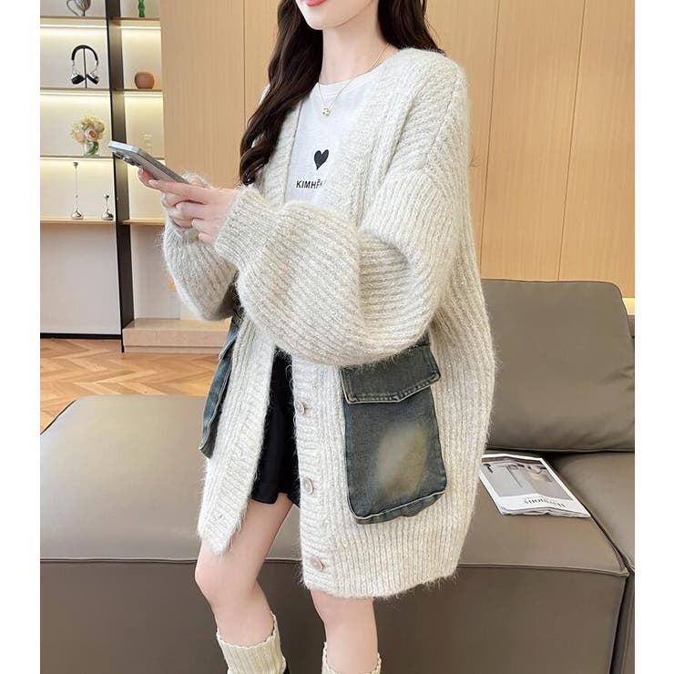 デニムポケット付き オーバーサイズニットカーディガン  | Bifrost | 詳細画像12 