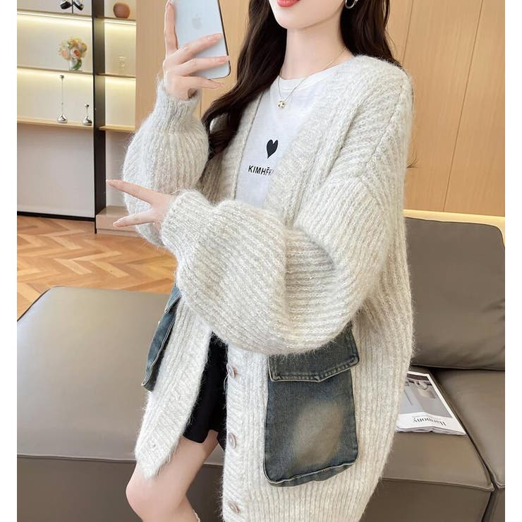 デニムポケット付き オーバーサイズニットカーディガン  | Bifrost | 詳細画像13 