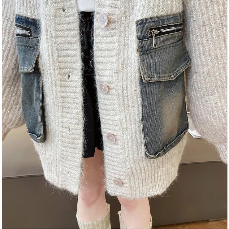 デニムポケット付き オーバーサイズニットカーディガン  | Bifrost | 詳細画像18 